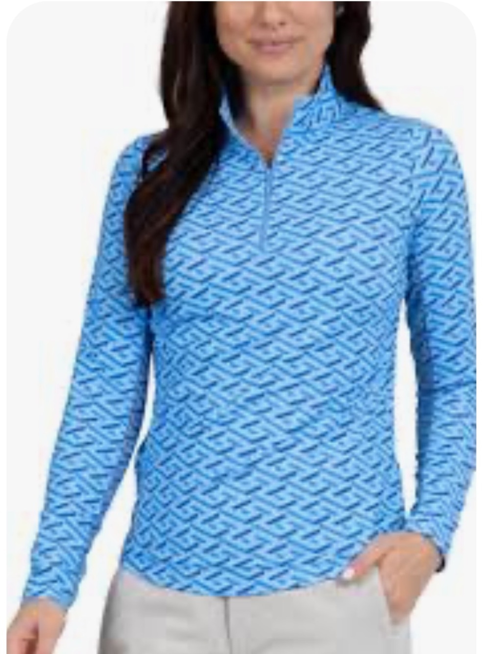 IBKUL Women's Fatima Print 1/4 Zip L/S Golf Pickleball Tennis Top Size L
